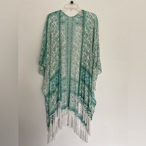 Blue Rain Women’s One Size Summer Kimono Shawl Boho Green Oversized Tassels